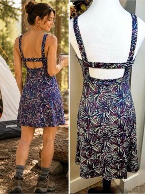 PATAGONIA Minette Open Back Dress Multicolor Active Travel Sz XS💛